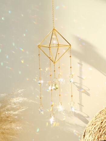 Rhombus Crystal Sun Catcher με Κουδούνι και Αστέρι Ανεμομηχανές για Κήπος Suncatcher Διακοσμήσεις εξωτερικού χώρου Διακοσμητικά αυτοκινήτου Χειροτεχνίες Δώρο