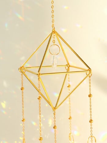 Rhombus Crystal Sun Catcher με Κουδούνι και Αστέρι Ανεμομηχανές για Κήπος Suncatcher Διακοσμήσεις εξωτερικού χώρου Διακοσμητικά αυτοκινήτου Χειροτεχνίες Δώρο