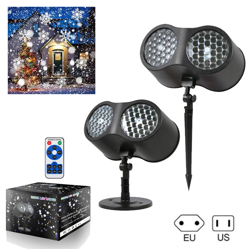 LED sniego projektoriaus šviesa lauko vandeniui atspari nuotolinio valdymo pultelis Dinaminis snaigės kraštovaizdžio šviestuvas Kalėdų Naujųjų metų dekoravimui