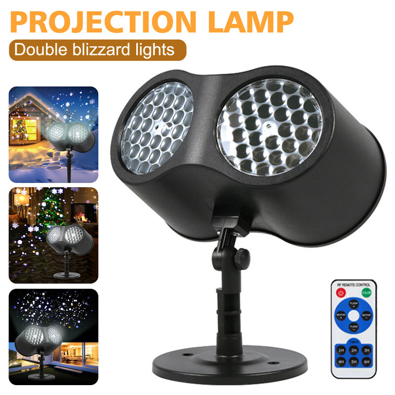 LED sniego projektoriaus šviesa lauko vandeniui atspari nuotolinio valdymo pultelis Dinaminis snaigės kraštovaizdžio šviestuvas Kalėdų Naujųjų metų dekoravimui