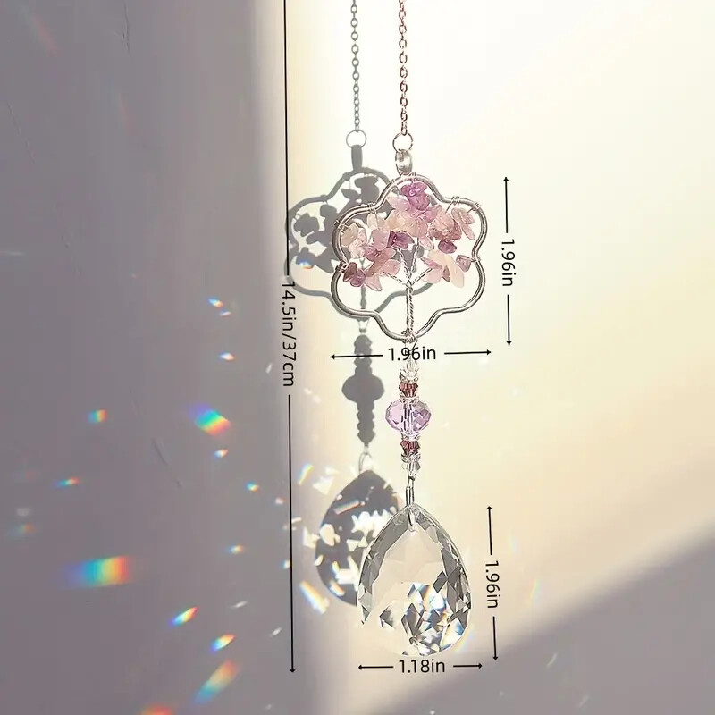 1 kom Ljubičasti privjesak Drvo života od šljunka za vjenčanja, zabave i uređenje doma, privjesci za vrtnu terasu, privjesci za automobile i sunčani sat