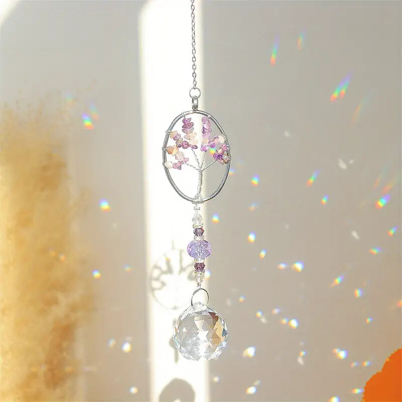 1 kom Ljubičasti privjesak Drvo života od šljunka za vjenčanja, zabave i uređenje doma, privjesci za vrtnu terasu, privjesci za automobile i sunčani sat