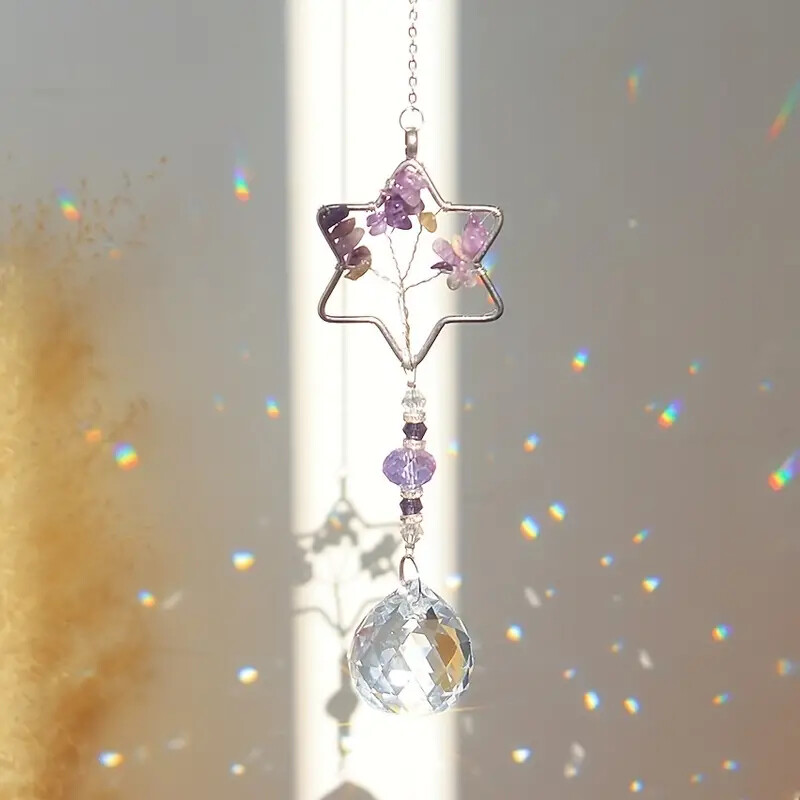 1 kom Ljubičasti privjesak Drvo života od šljunka za vjenčanja, zabave i uređenje doma, privjesci za vrtnu terasu, privjesci za automobile i sunčani sat