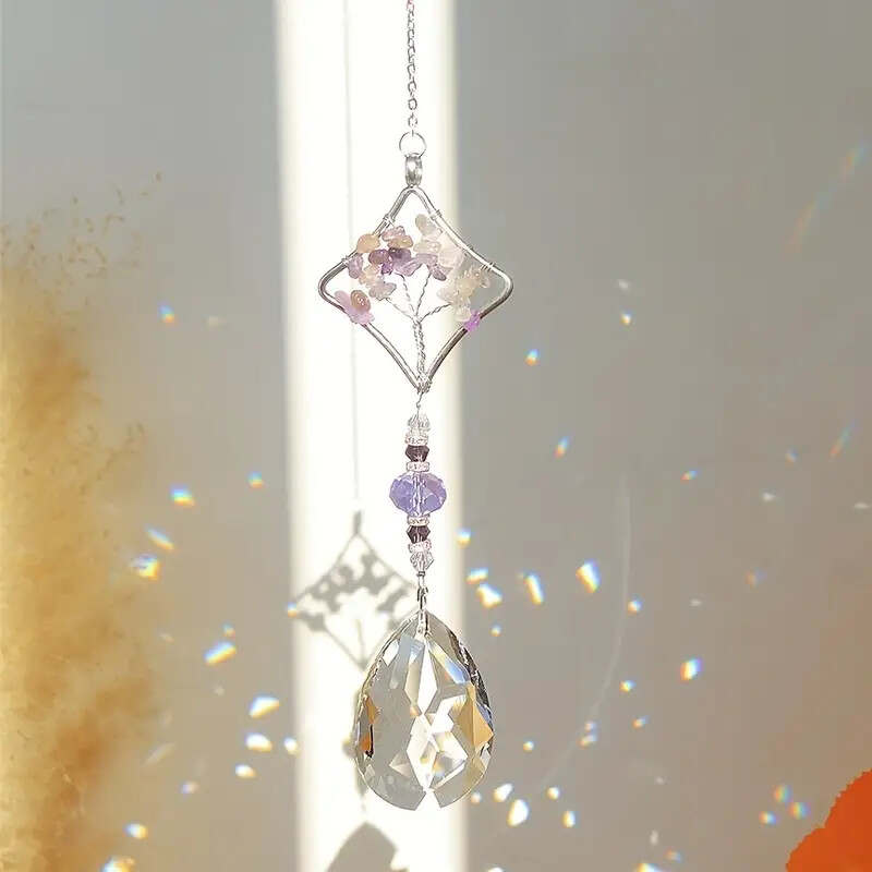 1 kom Ljubičasti privjesak Drvo života od šljunka za vjenčanja, zabave i uređenje doma, privjesci za vrtnu terasu, privjesci za automobile i sunčani sat