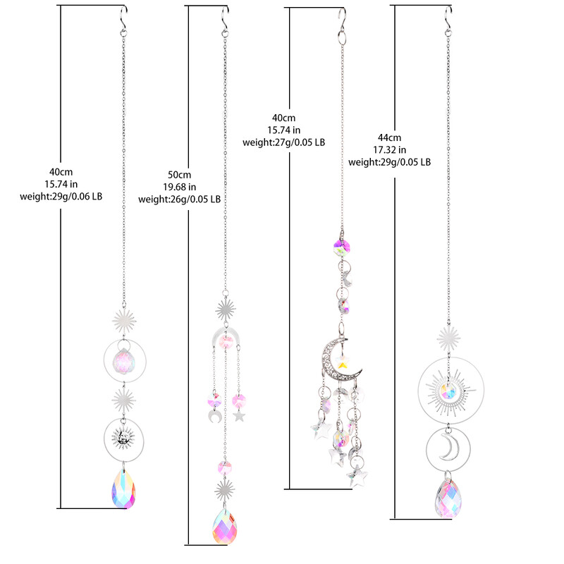 Srebrni hvatač sunca kristalna mjesečeva lotosova čakra Viseća dekoracija hvatač sunca Rainbow Maker Vitražni vrt Vanjski dekor Poklon