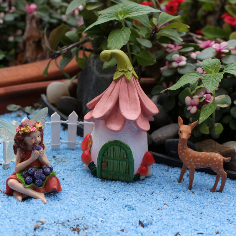 1 set mini vile koje jedu bobice, slatke statue vila na otvorenom, rukotvorine od smole za mikro krajolike u vrtu, kućni travnjak na dvorištu Dec.