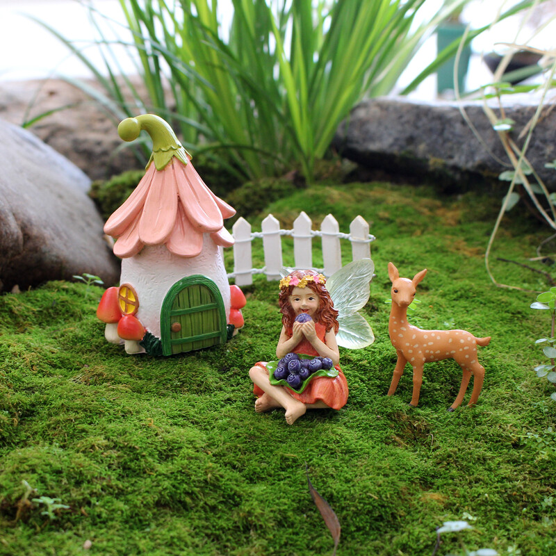 1 set mini vile koje jedu bobice, slatke statue vila na otvorenom, rukotvorine od smole za mikro krajolike u vrtu, kućni travnjak na dvorištu Dec.