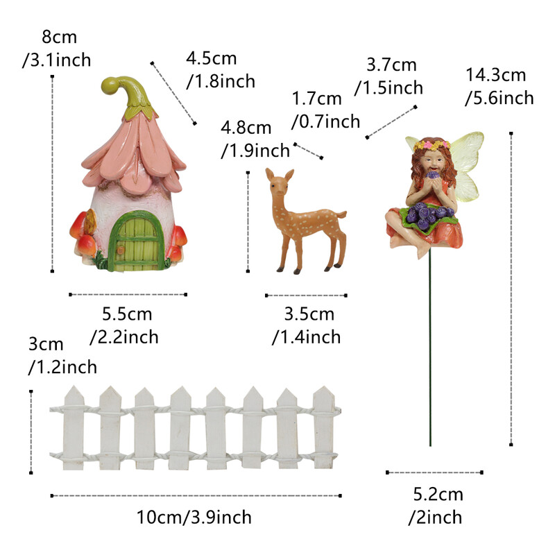 1 set mini vile koje jedu bobice, slatke statue vila na otvorenom, rukotvorine od smole za mikro krajolike u vrtu, kućni travnjak na dvorištu Dec.