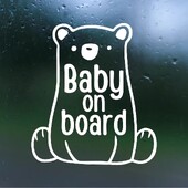 TM51# Bear Baby Onboard Vinila uzlīme automašīnu bufera logu uzlīmes Ūdensnecaurlaidīgs dekors automašīnu modes uzlīmēm