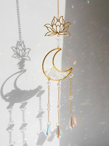 Sun Catcher Lotus Moon Crystal Wind Chime Suncatcher για τοίχου παραθύρου Rainbow Maker Light Catcher Δώρα διακόσμησης κήπου