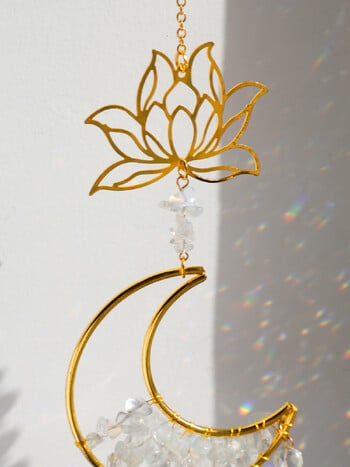 Sun Catcher Lotus Moon Crystal Wind Chime Suncatcher για τοίχου παραθύρου Rainbow Maker Light Catcher Δώρα διακόσμησης κήπου