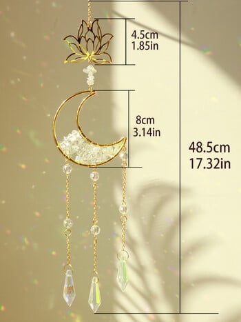 Sun Catcher Lotus Moon Crystal Wind Chime Suncatcher για τοίχου παραθύρου Rainbow Maker Light Catcher Δώρα διακόσμησης κήπου