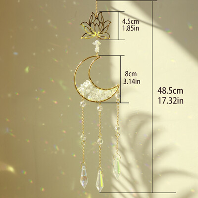 Sun Catcher Lotus Moon Crystal Wind Chime Suncatcher για τοίχου παραθύρου Rainbow Maker Light Catcher Δώρα διακόσμησης κήπου