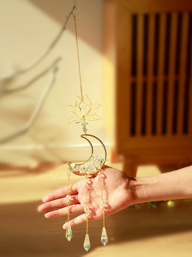 Saules ķērējs Lotus Moon kristāla vēja zvana saules ķērējs logam piekārtam varavīksnes izgatavotājam Gaismas ķērājam dārza rotājuma dāvanas