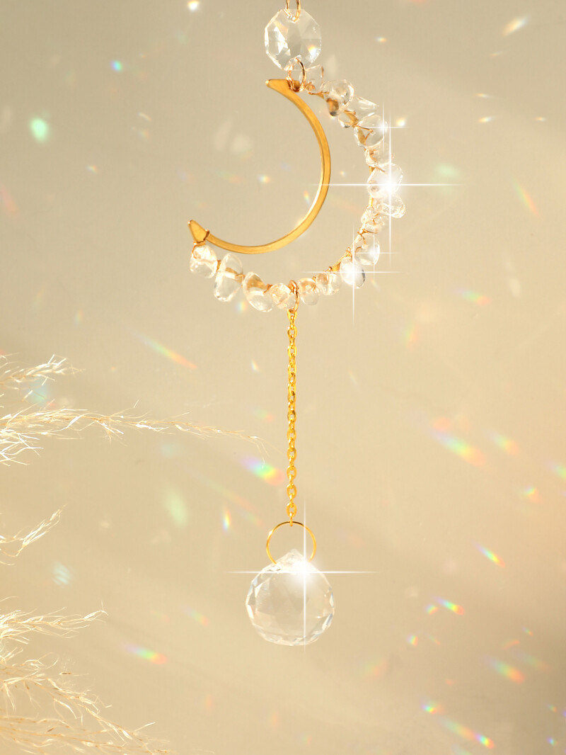 Prozorske prizme hvatač sunca Kristalni privjesak Duga Vintage zvončići vjetra Mjesec Sunce Viseći vrtni hvatač svjetla Poklon za uređenje doma