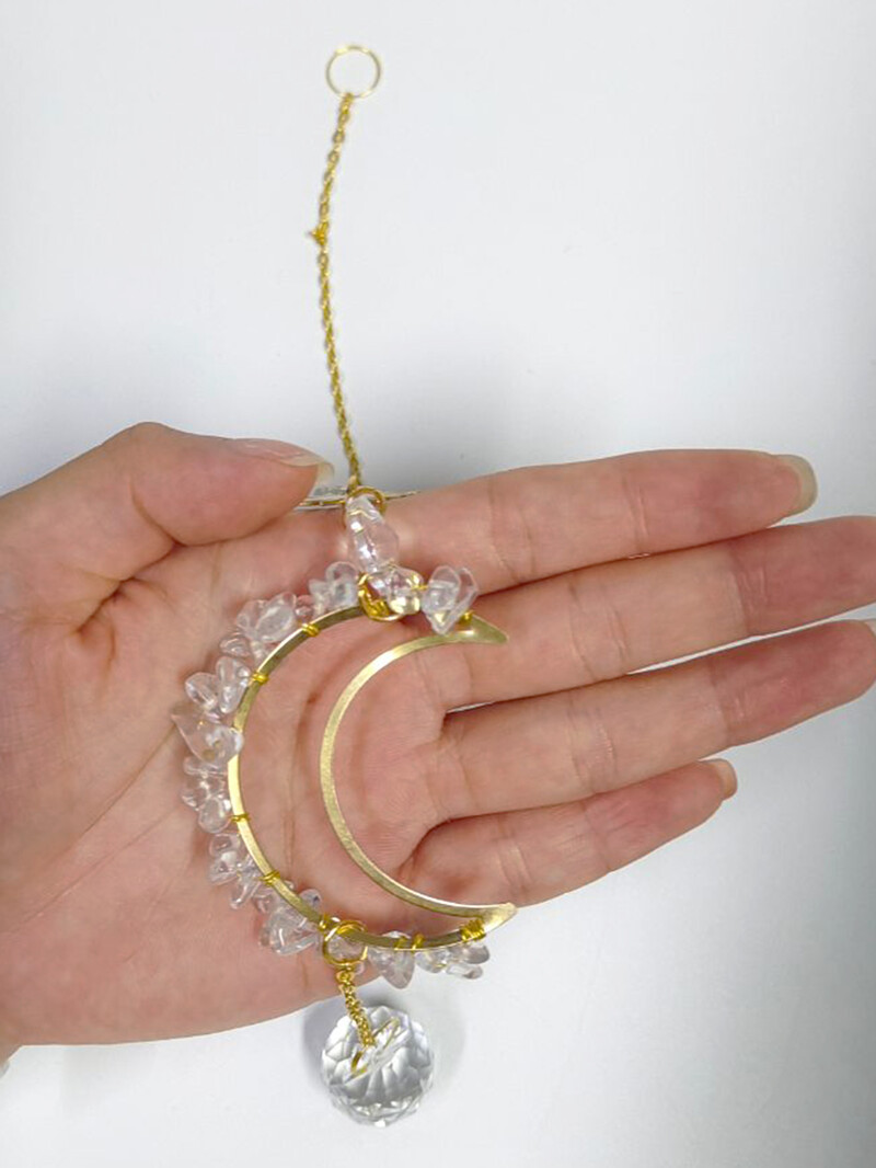 Prozorske prizme hvatač sunca Kristalni privjesak Duga Vintage zvončići vjetra Mjesec Sunce Viseći vrtni hvatač svjetla Poklon za uređenje doma