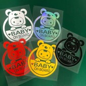 „Baby On Board“ šviesą atspindintis automobilio ir motociklo lipdukas – patvarus PVC, animacinis saugos įspėjimo lipdukas, skirtas langams