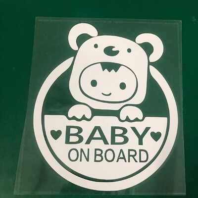 „Baby On Board“ šviesą atspindintis automobilio ir motociklo lipdukas – patvarus PVC, animacinis saugos įspėjimo lipdukas, skirtas langams