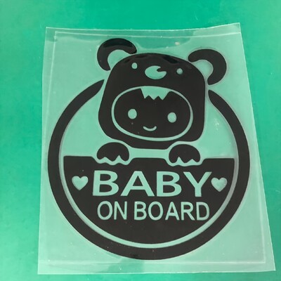 „Baby On Board“ šviesą atspindintis automobilio ir motociklo lipdukas – patvarus PVC, animacinis saugos įspėjimo lipdukas, skirtas langams