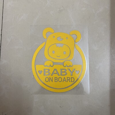„Baby On Board“ šviesą atspindintis automobilio ir motociklo lipdukas – patvarus PVC, animacinis saugos įspėjimo lipdukas, skirtas langams