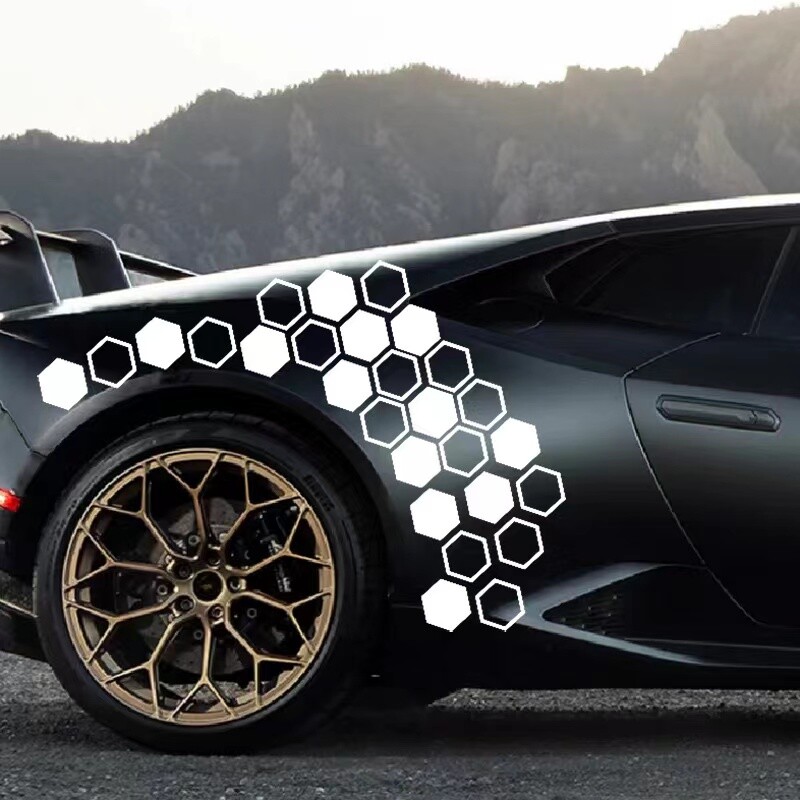 Αυτοκόλλητο διασυνοριακού ανακλαστικού αμαξώματος εξάγωνο συνδυασμός diy latte 20 τμχ εγκατεστημένο αυτοκόλλητο πλευρικού τροχού πόρτας προμήθειες αυτοκινήτου