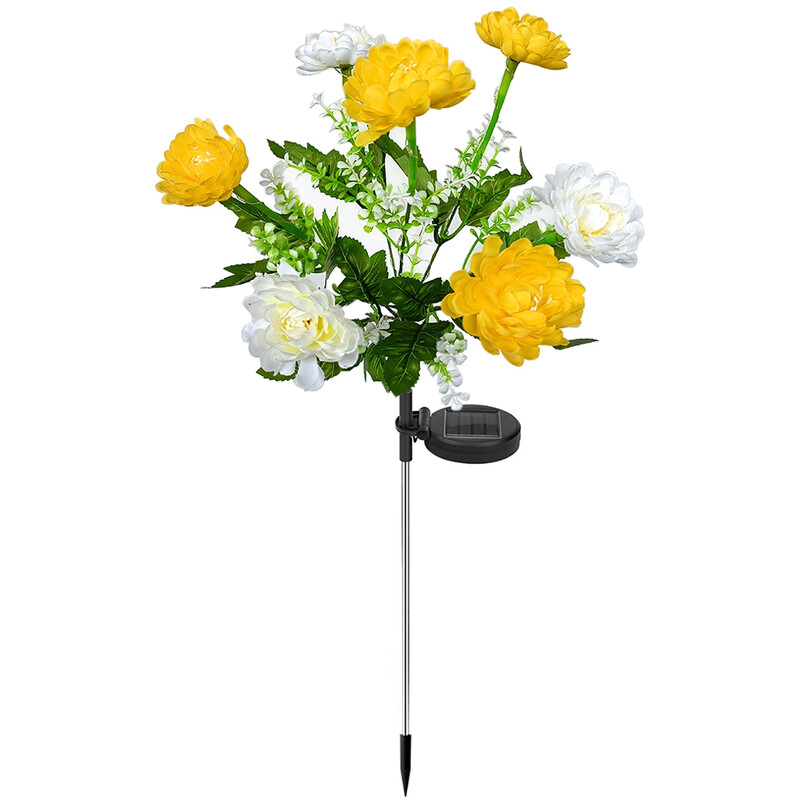 7 galvučių saulės modeliavimo sniego lotoso gėlių žibintai, vandeniui atspari lauko lempa kiemui, vejai sodui, šventiniam vakarėliui dekoruoti gėlė