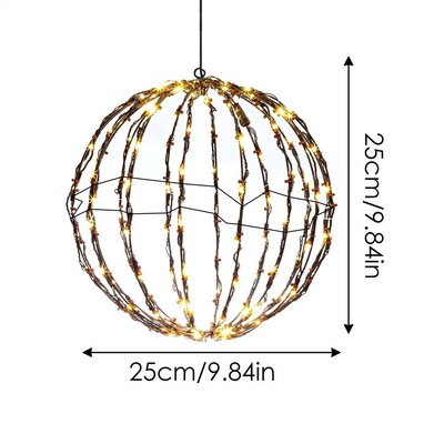 Sfēriski apgaismots displejs Ziemassvētku rotājums Kvēlbumbu LED apgaismojuma rāmis lodīšu gaismas Fairy gaismas lieveņa iekšpagalma dekorēšanai