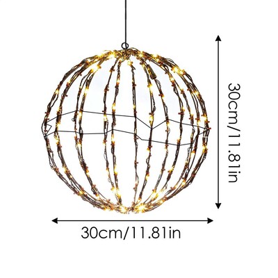 Sfēriski apgaismots displejs Ziemassvētku rotājums Kvēlbumbu LED apgaismojuma rāmis lodīšu gaismas Fairy gaismas lieveņa iekšpagalma dekorēšanai