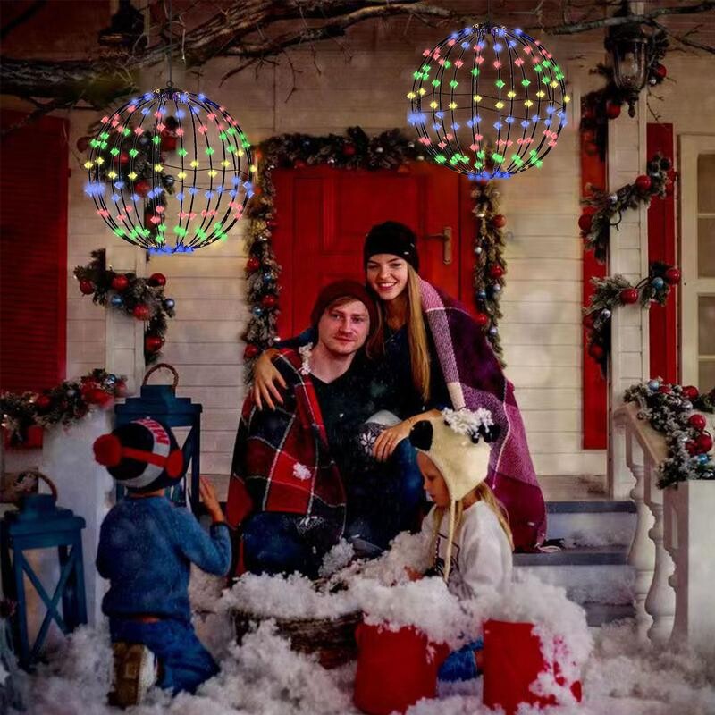 Kuglasti osvijetljeni zaslon Božićni ukrasi Sjajna kugla LED rasvjeta Okvir kuglaste svjetiljke Vilinska svjetla za trijem Dekoracija terase