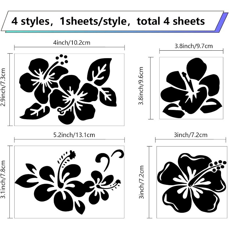 4 stila cvijet hibiskusa naljepnica za auto 20 * 20 cm havajske naljepnice i naljepnice crne naljepnice grana hibiskusa vodootporni vinil