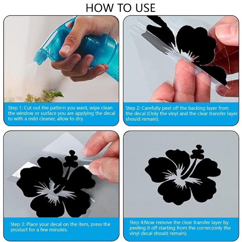 4 stila cvijet hibiskusa naljepnica za auto 20 * 20 cm havajske naljepnice i naljepnice crne naljepnice grana hibiskusa vodootporni vinil