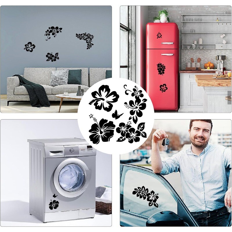4 stila cvijet hibiskusa naljepnica za auto 20 * 20 cm havajske naljepnice i naljepnice crne naljepnice grana hibiskusa vodootporni vinil