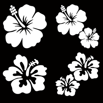 4 Φύλλα Hibiscus Flower Car Αυτοκόλλητα Αυτοκόλλητα Αυτοκινήτου Μεγάλου Μεγέθους 6τμχ Χαβάης Λουλούδι Αντιηλιακή Προστασία Αυτοκόλλητα Αξεσουάρ Αυτοκινήτου