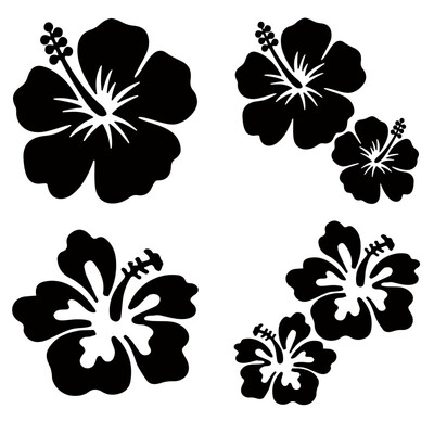 4 Φύλλα Hibiscus Flower Car Αυτοκόλλητα Αυτοκόλλητα Αυτοκινήτου Μεγάλου Μεγέθους 6τμχ Χαβάης Λουλούδι Αντιηλιακή Προστασία Αυτοκόλλητα Αξεσουάρ Αυτοκινήτου