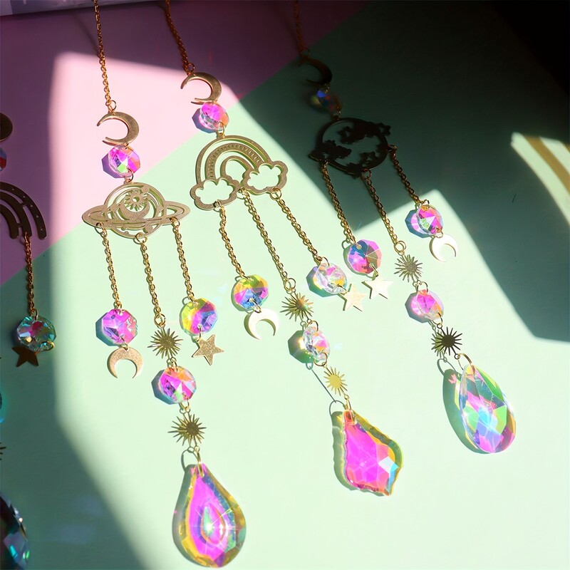 1kom planetarnog sustava kristalni hvatač sunca mjesec zvijezda vrtlarstvo kristalni blagdanski ukrasi za zabavu privjesak