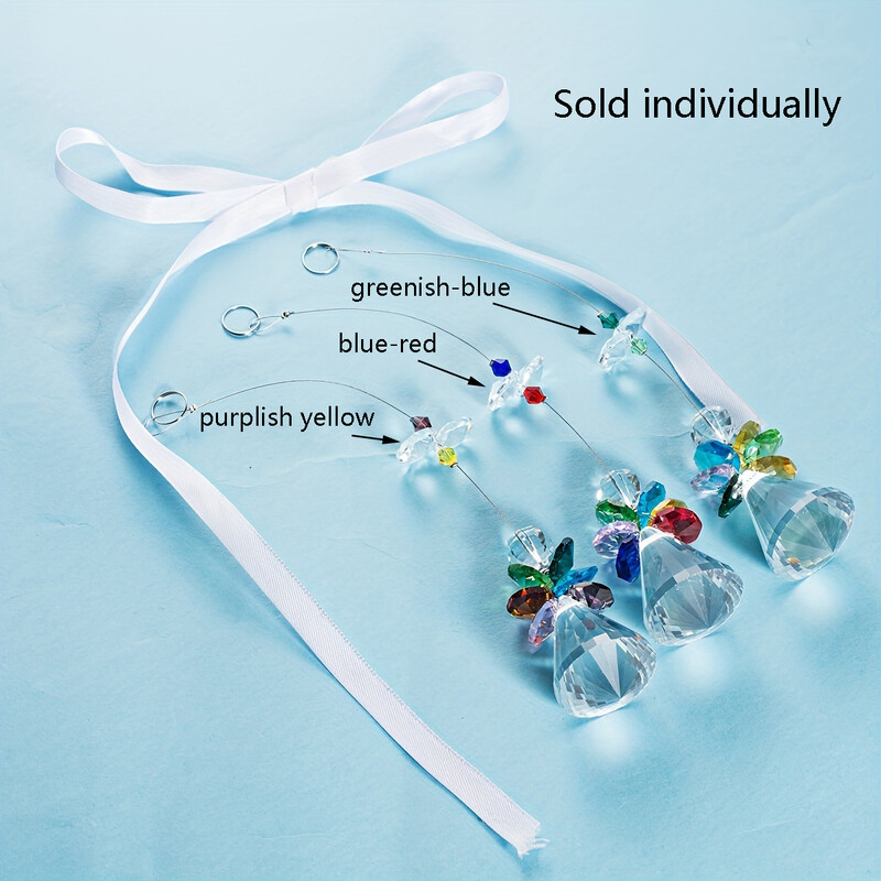 1 gab kristāla eņģeļa dimanta lodīšu kulons krāsainas astoņstūra krelles, piekārtas kāzu festivāla dekorācijas, piekaramie ornamenti