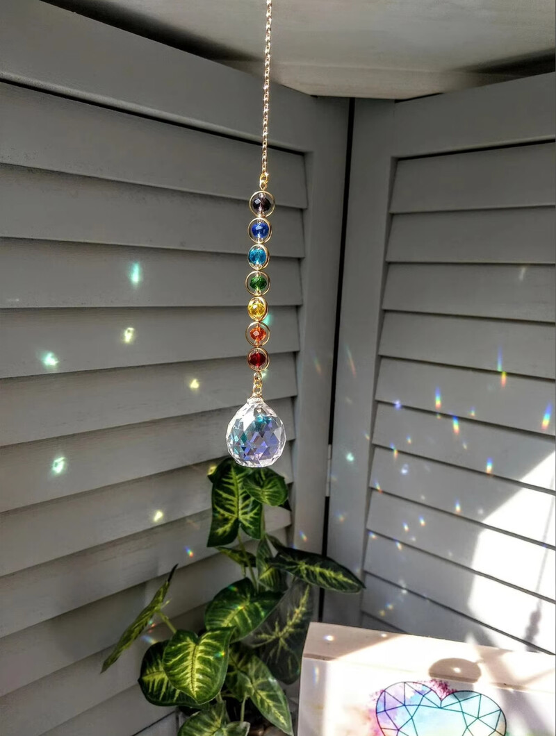 1 gab Crystal Suncatcher Mobile meditation Home Decor Rainbow Maker Prism Suncatcher (varavīksnes un fantāzijas)