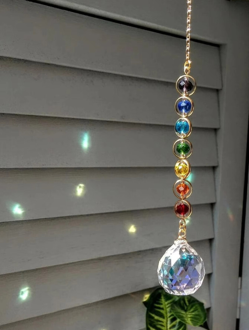 1 gab Crystal Suncatcher Mobile meditation Home Decor Rainbow Maker Prism Suncatcher (varavīksnes un fantāzijas)