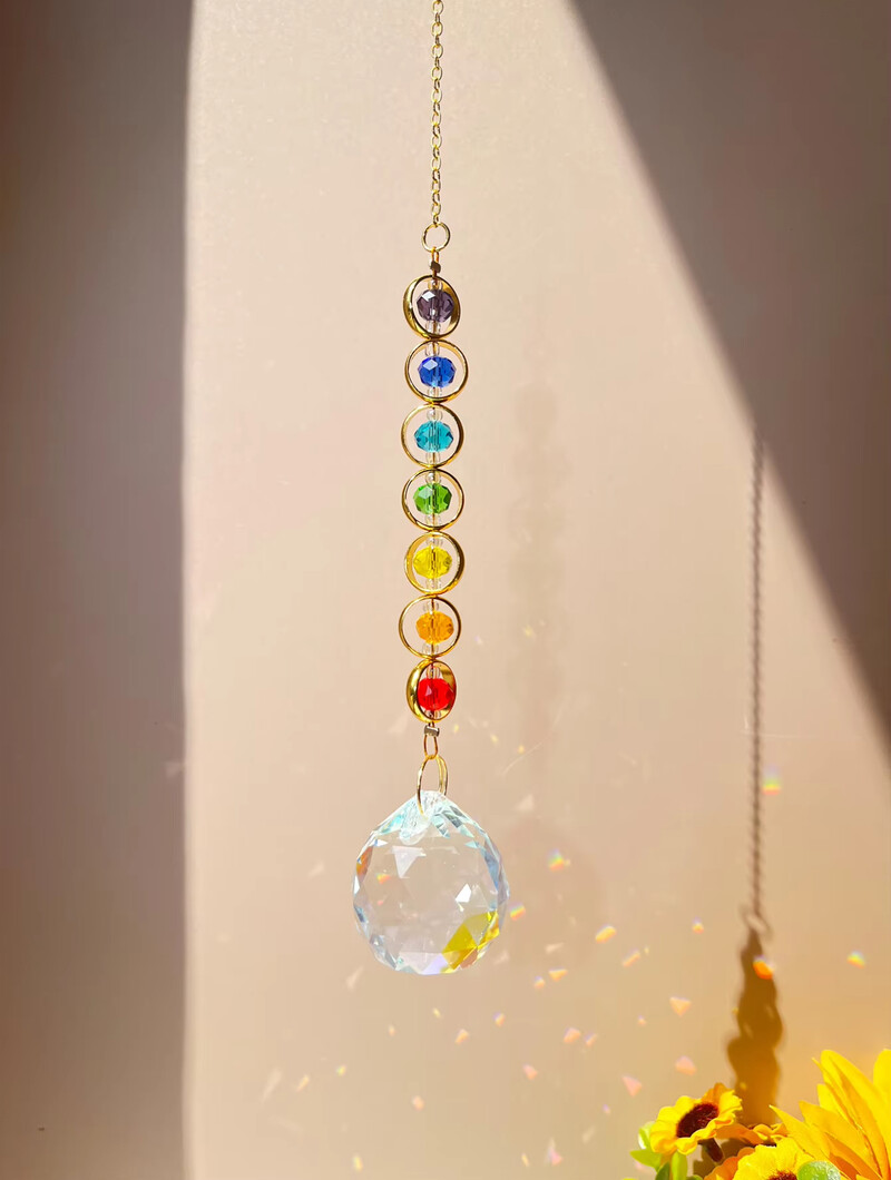 1 gab Crystal Suncatcher Mobile meditation Home Decor Rainbow Maker Prism Suncatcher (varavīksnes un fantāzijas)