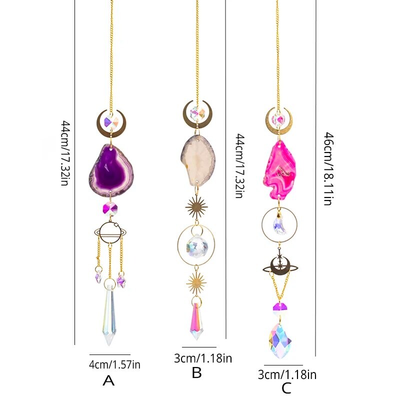 1 kom. Ahat, neobrađeni kamen, hvatač sunca, vanjska vrtna rasvjeta, privjesak s kuglom od kristalne prizme, obrt za uređenje doma