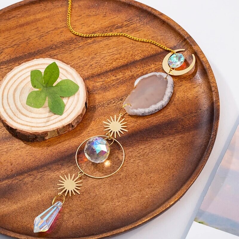 1 kom. Ahat, neobrađeni kamen, hvatač sunca, vanjska vrtna rasvjeta, privjesak s kuglom od kristalne prizme, obrt za uređenje doma