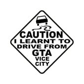 Automobilių lipdukas ATSARGIAI IŠMOKAU VAIRUOTI IŠ GTA VICE CITY Automobiliai Motociklai Išorės Priedai Vinilo lipdukai, skirti GTI Vw