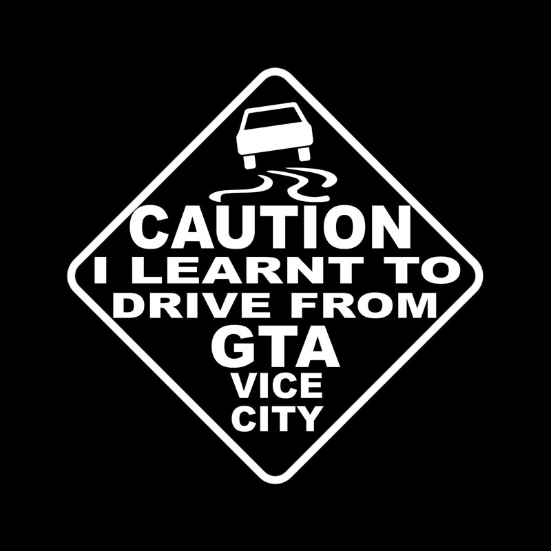 Automašīnu uzlīme UZMANĪBU ES IEMĀCOS BRAUKT NO GTA VICE CITY Automobiļi Motocikli Ārējie piederumi Vinila uzlīmes priekš GTI Vw