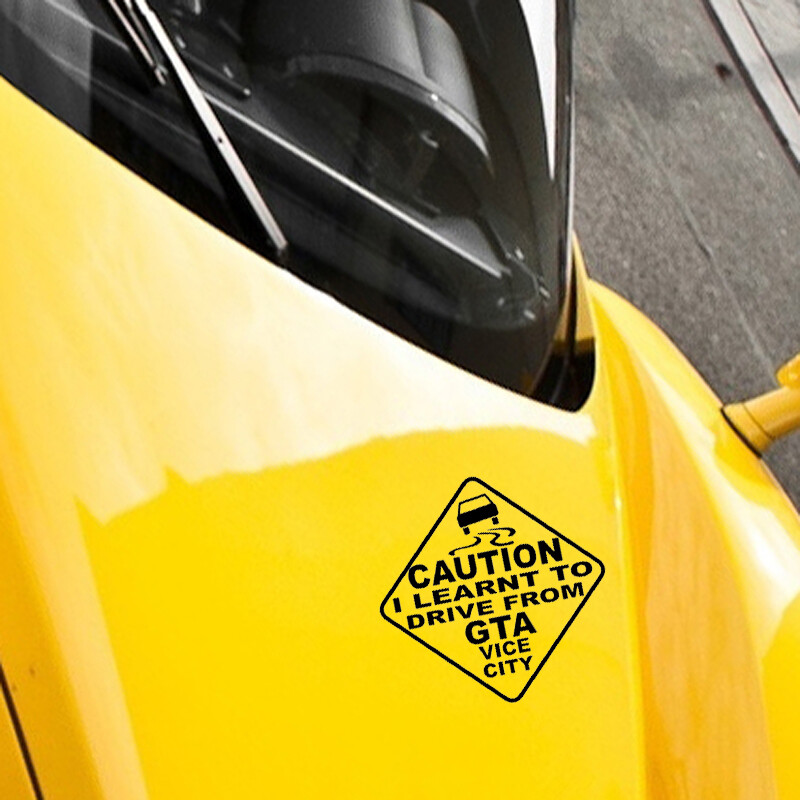 Automašīnu uzlīme UZMANĪBU ES IEMĀCOS BRAUKT NO GTA VICE CITY Automobiļi Motocikli Ārējie piederumi Vinila uzlīmes priekš GTI Vw