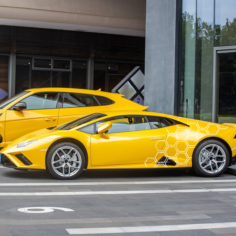 Universal Car Graphics Honeycomb Open Style Uzlīme Auto Graphics Honeycomb Decor Tuning Auto sānu Uzlīme BMW Benz Audi