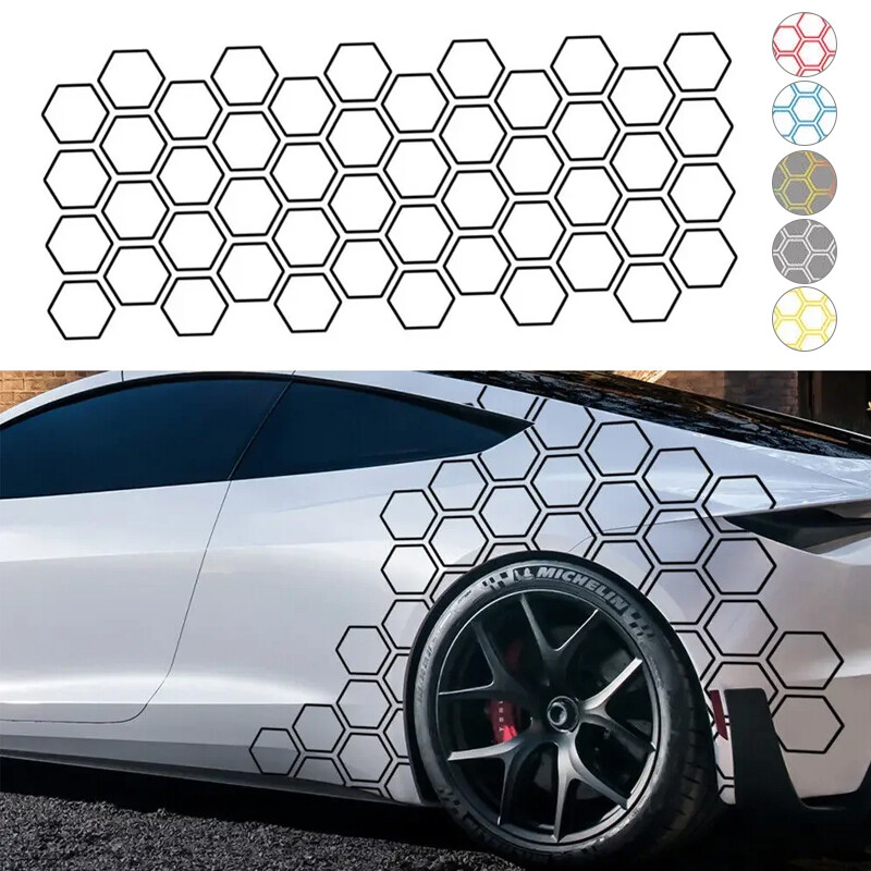 Universal Car Graphics Honeycomb Open Style Uzlīme Auto Graphics Honeycomb Decor Tuning Auto sānu Uzlīme BMW Benz Audi