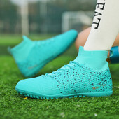 Vīriešu futbola apavi skavas Profesionāli augstas augšdaļas elpojoši sporta futbola apavi iekštelpām ārā