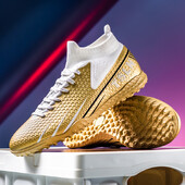 Unisex-Cleats futbola apavi lielam zēnam Fg/ag Futbola apavi ar augstu smailēm jaunatnes profesionāliem treniņiem ar zālienu iekštelpu potītei