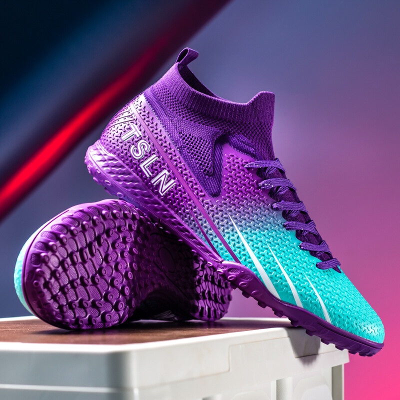 Unisex-Cleats futbola apavi lielam zēnam Fg/ag Futbola apavi ar augstu smailēm jaunatnes profesionāliem treniņiem ar zālienu iekštelpu potītei