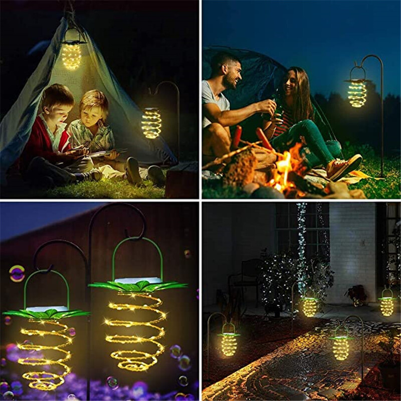 PAMNNY LED saulės ananasų pakabinamas žibintas, atsparus vandeniui lauko pasakų sodo šviestuvas, skirtas festivalio vestuvių vakarėliui, medžio vejos lempos dekoravimui